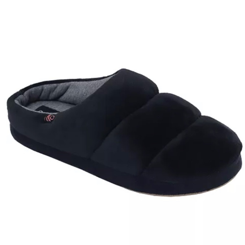 NIB Cuddl Duds Black Puffy Clog Houseshoes Scuffs Slippers Large